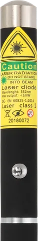 Penna laser verde X1 – primo piano dell’etichetta di avvertenza con la classe laser